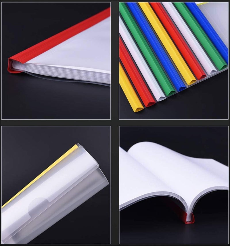 AKAHA Clear Report Covers with Solid Color 14mm Sliding Bar (18C, 100-sheet Capacity), Transparent Resume Presentation File Folders Organizer Binder, for Letter/A4 Size Paper, 20 Pcs, Solid White - Image 1